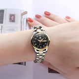 OLEVS Women's Quartz Watch with Roman Numerals -  Black-Gold