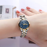 OLEVS Women's Quartz Watch with Roman Numerals -   Blue-Gold