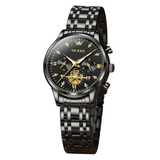 OLEVS Women's Stainless Steel Chronograph Watch - Black