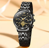 OLEVS Women's Stainless Steel Chronograph Watch - Black