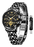 OLEVS Women's Stainless Steel Chronograph Watch - Black