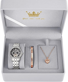 OLEVS Women's Starry Sky Watch Set - Silver & Black