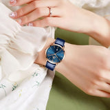 OLEVS Women's Ultra Thin Leather Watch - Blue