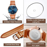 OLEVS Women's Ultra Thin Leather Watch - Brown