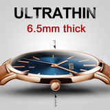 OLEVS Women's Ultra Thin Leather Watch - Brown