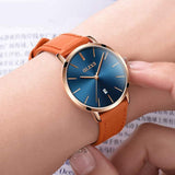 OLEVS Women's Ultra Thin Leather Watch - Brown
