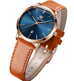 OLEVS Women's Ultra Thin Leather Watch - Brown