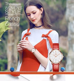 OLEVS Women's Ultra Thin Leather Watch - Red