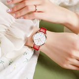 OLEVS Women's Ultra Thin Leather Watch - Red