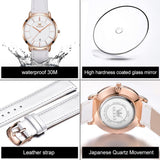 OLEVS Women's Ultra Thin Leather Watch - White
