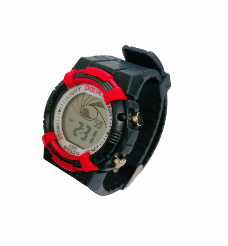 POLIT Childrens Boys/Girls Digital watch in Tin CW-0025 Grey/Red