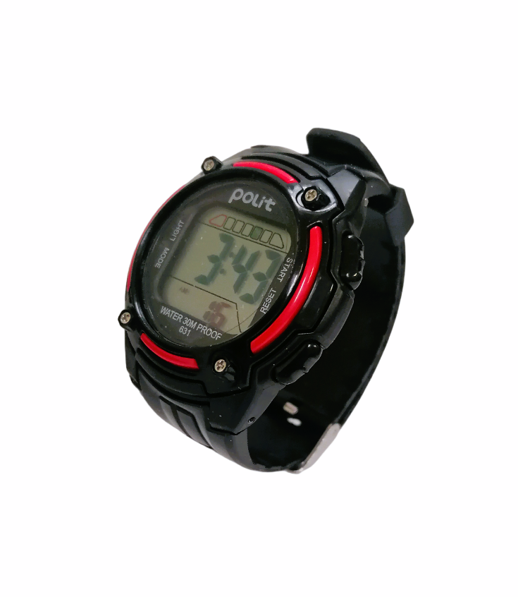 Polit Mens Digital Watch In Tin CW-0029 631 BLACK/RED