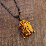 COAI Tiger Eye Buddha Head Prayer Pendant