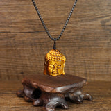 COAI Tiger Eye Buddha Head Prayer Pendant