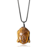 COAI Tiger Eye Buddha Head Prayer Pendant