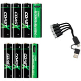 Coast Zithion-X Rechargeable AA + AAA Lithium Batteries - 8 Pack