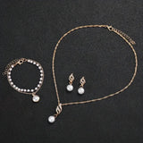 Casual Women's Quartz Watch & Faux Pearl Jewelry Set