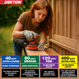 DEKTON 5PC Hook & Loop Random Orbital Sander Discs Pro - 400 Grit