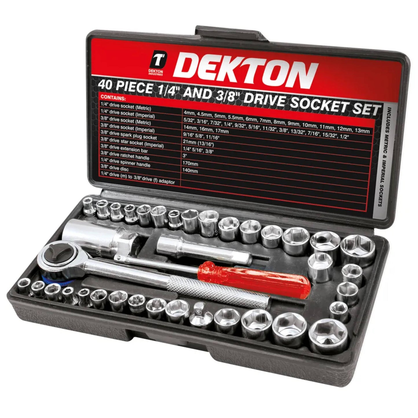 DEKTON 40 Piece 1/4" and 3/8" Drive Socket Set