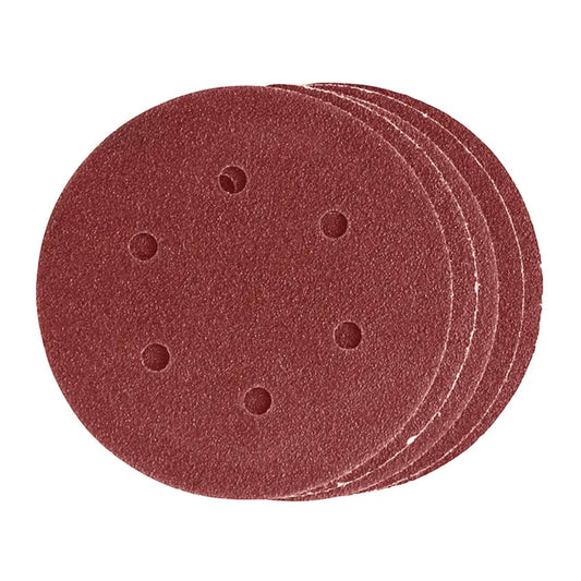 DEKTON 5PC Hook and Loop Orbital Sanding Discs 125mm - Medium 80 Grit