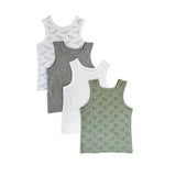 GreenTreat SuperSoft Bamboo Boys Vest - 4 Pack Dinosaur Print