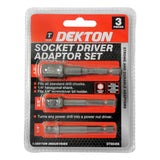 DEKTON 3PC 1/4", 3/8" & 1/2" Socket Adaptor Set