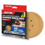 DEKTON 5PC Hook & Loop Random Orbital Sander Discs Pro - 40 Grit