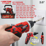 Dekton 51 Piece Power Rechargeable Cordless 2-in-1 Screwdriver & Bit Set