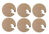 Wooden Horse Cutout Cup Coasters