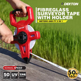 DEKTON 50m Fibreglass Surveyor Tape with Handle