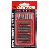 DEKTON 12PC Screwdriver Bits and Sockets Set