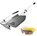 ROCKBROS Polarized Cycling Sunglasses with 5 Interchangeable Lenses - White