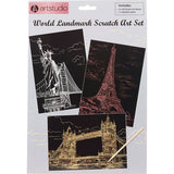 Art Studio World Landmark Scratch Art Set