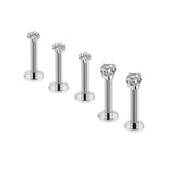 CZ Internally Threaded Lip Piercings - 5 Piece