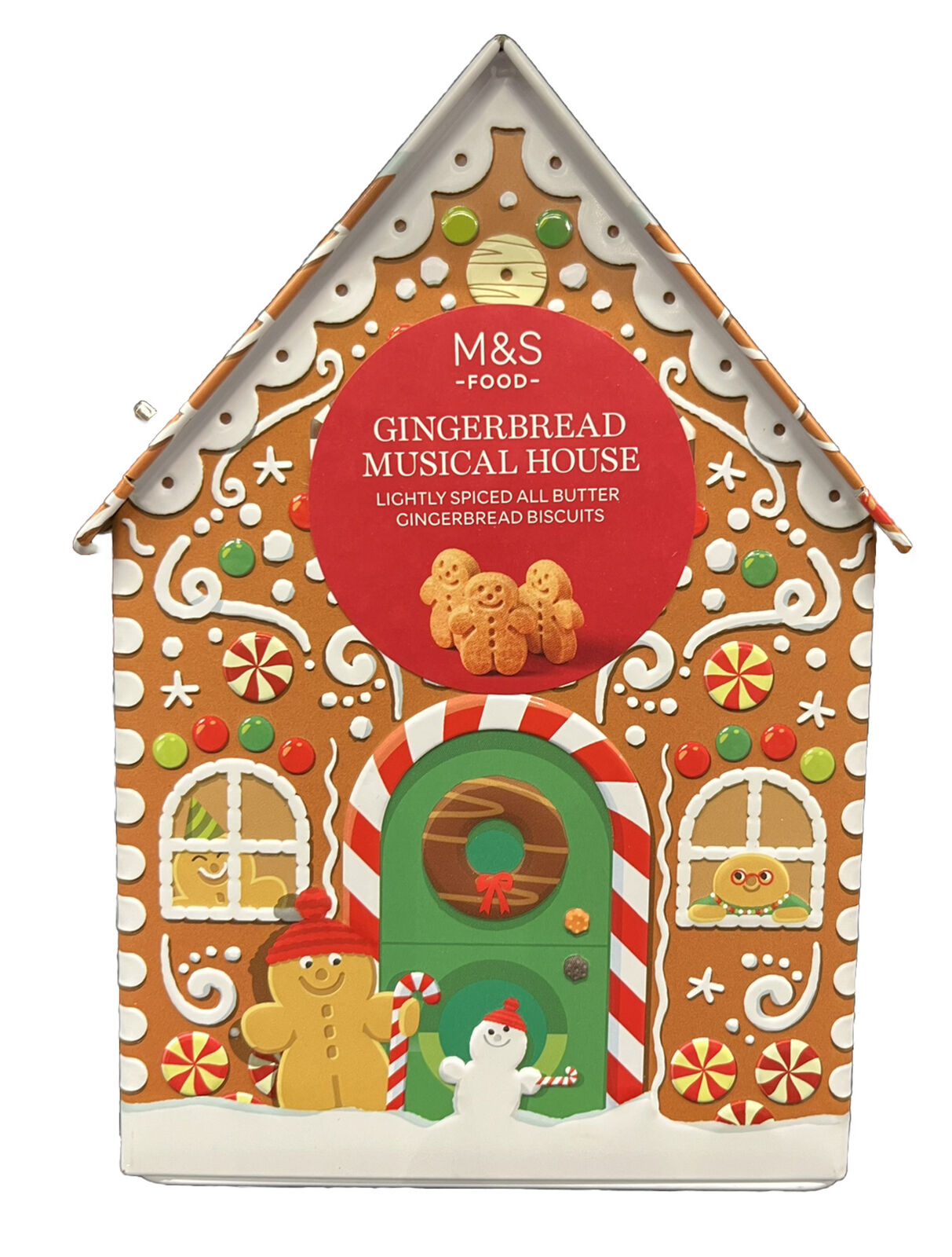 M&S Christmas Gingerbread Musical House Tin 115g Hubbe Central