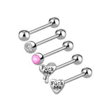 Tongue Bars Piercing Stainless Steel Sexy Lettering - 5 Piece