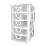 Mini" Desk Top Organizer Storage Drawers 14.5 x 16.5 x 26 cm White