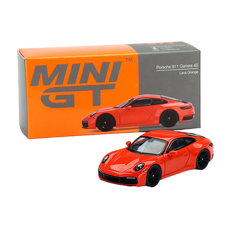 Mini GT - Porsche 911 - 992 - Carrera 4S Lava Orange 1:64 Model Model Car