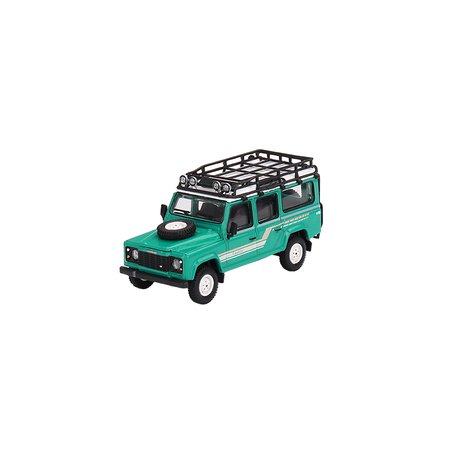 Mini GT LandRover Defender 110 1985 Trident Green 1:64 Model