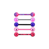 Acrylic Balls Tongue Bar - Pink Purple - 5 Piece