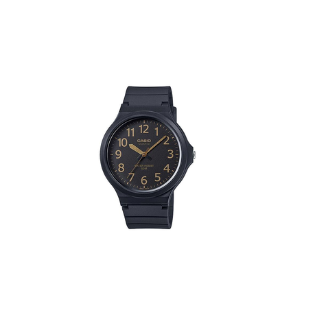 Casio Men's Analogue Gold Number Black Dial Watch