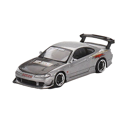 Mini GT Nissan Silvia Top Secret (S15) Silver Re 1:64 Model