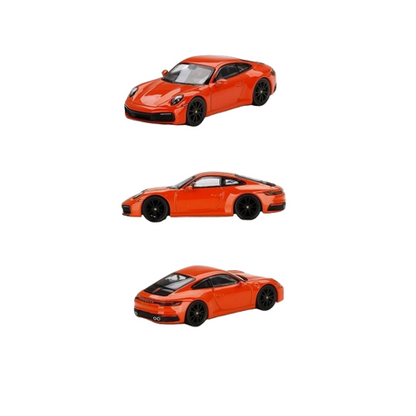 Mini GT - Porsche 911 - 992 - Carrera 4S Lava Orange 1:64 Model Model Car