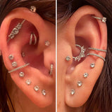 Stainless Steel CZ 4 Piece Cartilage Piercings