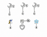 Stainless Steel 6 Piece Helix Piercings