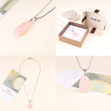 COAI 925 Sterling Silver Rose Quartz Pendant Necklace