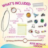 Charm Wow 17 Piece Rose Gold Locket Necklace & Bracelet Making Kit