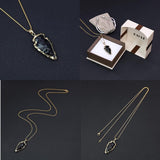 COAI Men's Raw Black Obsidian Crystal Pendant Necklace