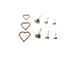 Stainless Steel Heart Piercings - 4 Pairs