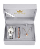 OLEVS Luxury Women's Mechanical Watch Set - Silver & White Dial